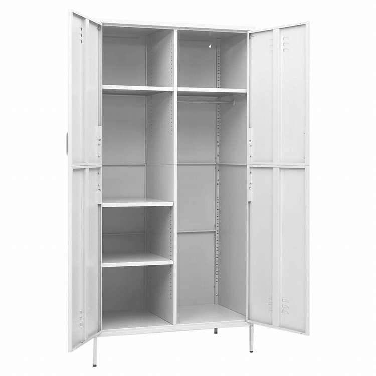 vidaXL 洋服ダンス ホワイト 90x50x180 cm スチール家具 キャビネット&収納 戸棚・ワードローブ(代引不可)