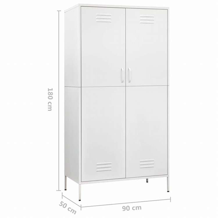 vidaXL 洋服ダンス ホワイト 90x50x180 cm スチール家具 キャビネット&収納 戸棚・ワードローブ(代引不可)