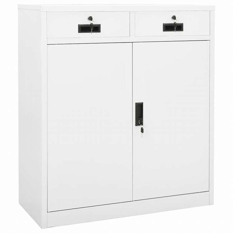 vidaXL オフィスキャビネット ホワイト 90x40x102cm スチール家具 キャビネット&収納 収納キャビネット・ロッカー(代引不可)