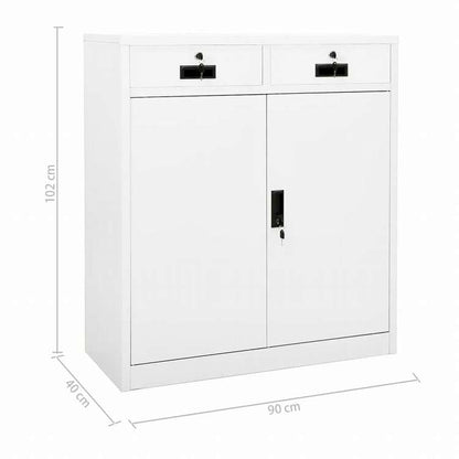 vidaXL オフィスキャビネット ホワイト 90x40x102cm スチール家具 キャビネット&収納 収納キャビネット・ロッカー(代引不可)
