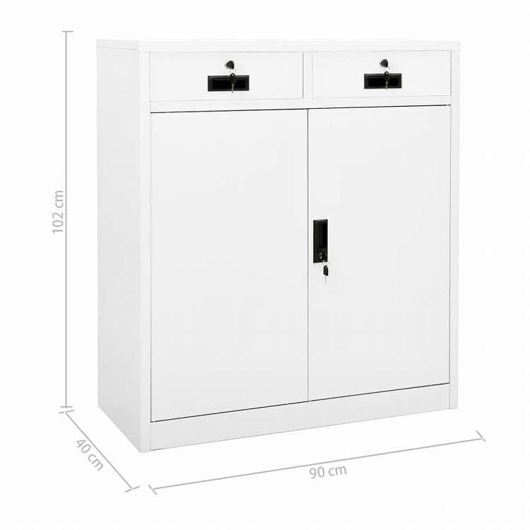 vidaXL オフィスキャビネット ホワイト 90x40x102cm スチール家具 キャビネット&収納 収納キャビネット・ロッカー(代引不可)