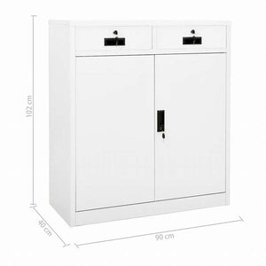 vidaXL オフィスキャビネット ホワイト 90x40x102cm スチール家具 キャビネット&収納 収納キャビネット・ロッカー(代引不可)