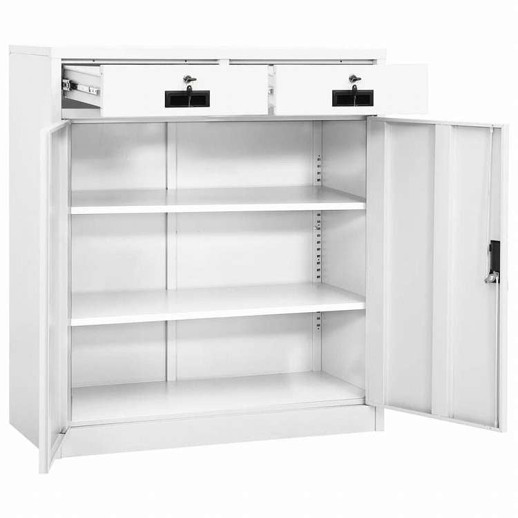 vidaXL オフィスキャビネット ホワイト 90x40x102cm スチール家具 キャビネット&収納 収納キャビネット・ロッカー(代引不可)