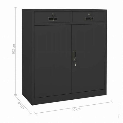 vidaXL オフィスキャビネット アントラシート 90x40x102cm スチール家具 キャビネット&収納 収納キャビネット・ロッカー(代引不可)