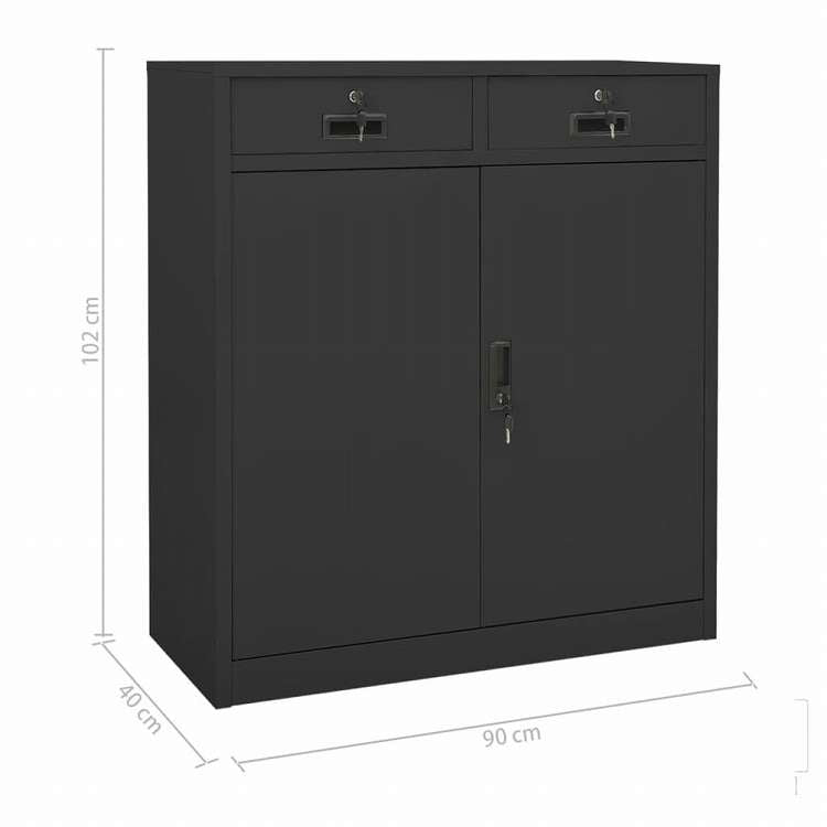 vidaXL オフィスキャビネット アントラシート 90x40x102cm スチール家具 キャビネット&収納 収納キャビネット・ロッカー(代引不可)