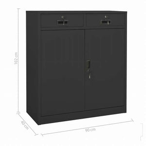 vidaXL オフィスキャビネット アントラシート 90x40x102cm スチール家具 キャビネット&収納 収納キャビネット・ロッカー(代引不可)