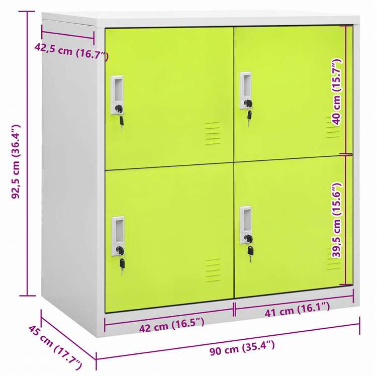 vidaXL ロッカーキャビネット ライトグレー&グリーン 90x45x92.5cm スチール家具 キャビネット&収納 収納キャビネット・ロッカー(代引不可)