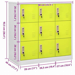 vidaXL ロッカーキャビネット ライトグレー&グリーン 90x45x92.5cm スチール家具 キャビネット&収納 収納キャビネット・ロッカー(代引不可)