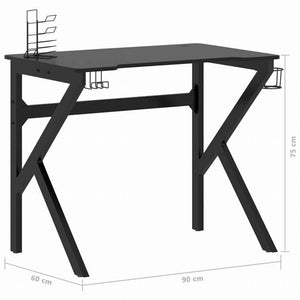 vidaXL ゲーミングデスク K字型脚 ブラック 90x60x75 cm家具 オフィス家具 デスク(代引不可)