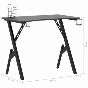 vidaXL ゲーミングデスク Y字型脚 ブラック 90x60x75 cm家具 オフィス家具 デスク(代引不可)