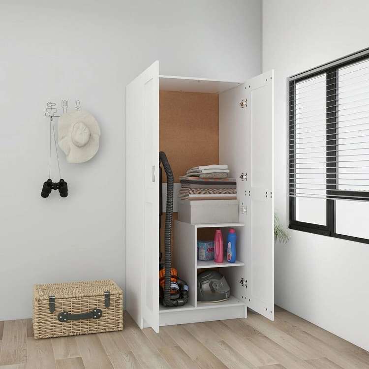 vidaXL 洋服ダンス ホワイト 82.5x51.5x180 cm エンジニアリングウッド家具 キャビネット&収納 戸棚・ワードローブ(代引不可)