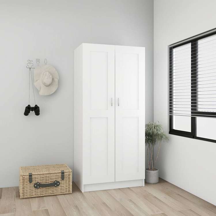 vidaXL 洋服ダンス ホワイト 82.5x51.5x180 cm エンジニアリングウッド家具 キャビネット&収納 戸棚・ワードローブ(代引不可)
