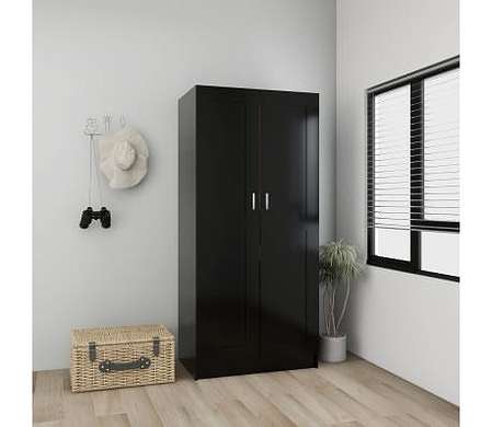 vidaXL 洋服ダンス ブラック 82.5x51.5x180 cm エンジニアリングウッド家具 キャビネット&収納 戸棚・ワードローブ(代引不可)