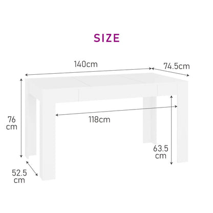 vidaXL ダイニングテーブル ホワイト 140x74.5x76cm エンジニアリングウッド家具 テーブル キッチン・ダイニングルームテーブル(代引不可)