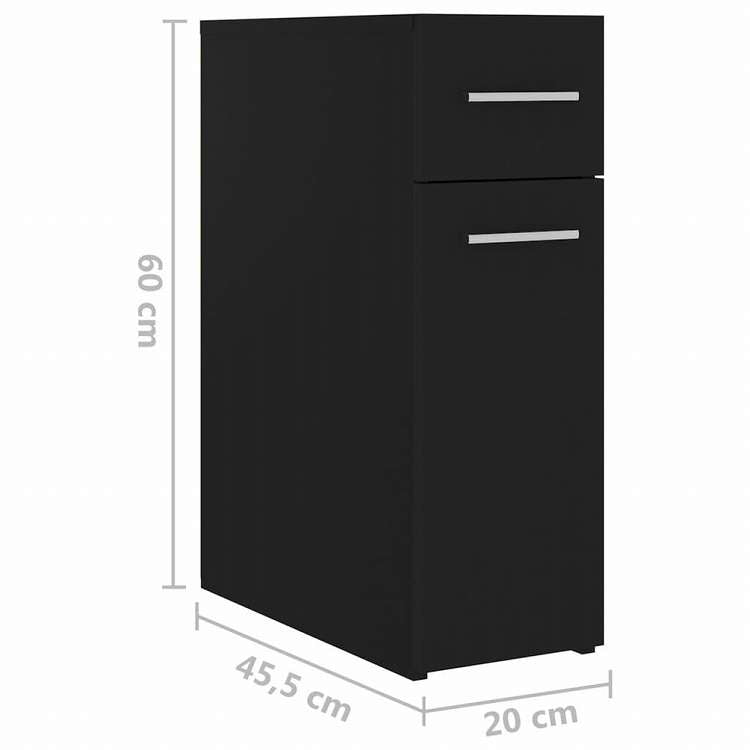 vidaXL 収納キャビネット 薬 ブラック 20x45.5x60 cm エンジニアリングウッド家具 キャビネット&収納 収納キャビネット・ロッカー(代引不可)