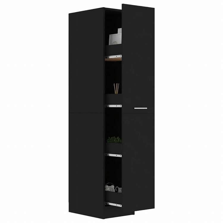 vidaXL 収納キャビネット 薬 ブラック 30x42.5x150 cm エンジニアリングウッド家具 キャビネット&収納 収納キャビネット・ロッカー(代引不可)