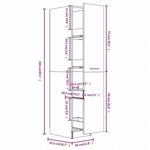 vidaXL 収納キャビネット 薬 ブラック 30x42.5x150 cm エンジニアリングウッド家具 キャビネット&収納 収納キャビネット・ロッカー(代引不可)