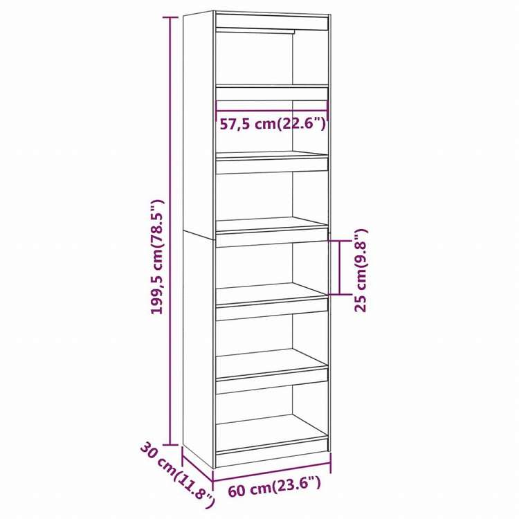 vidaXL ブックキャビネット/間仕切り 60x30x199.5 cm 無垢のパイン材家具 棚 本棚・オープンラック(代引不可)