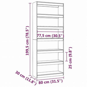 vidaXL ブックキャビネット/間仕切り 80x30x199.5 cm パイン無垢材家具 棚 本棚・オープンラック(代引不可)
