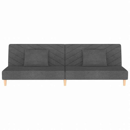 vidaXL 2人掛けソファベッド ピロー2点付き ダークグレー ファブリック家具 ソファ(代引不可)