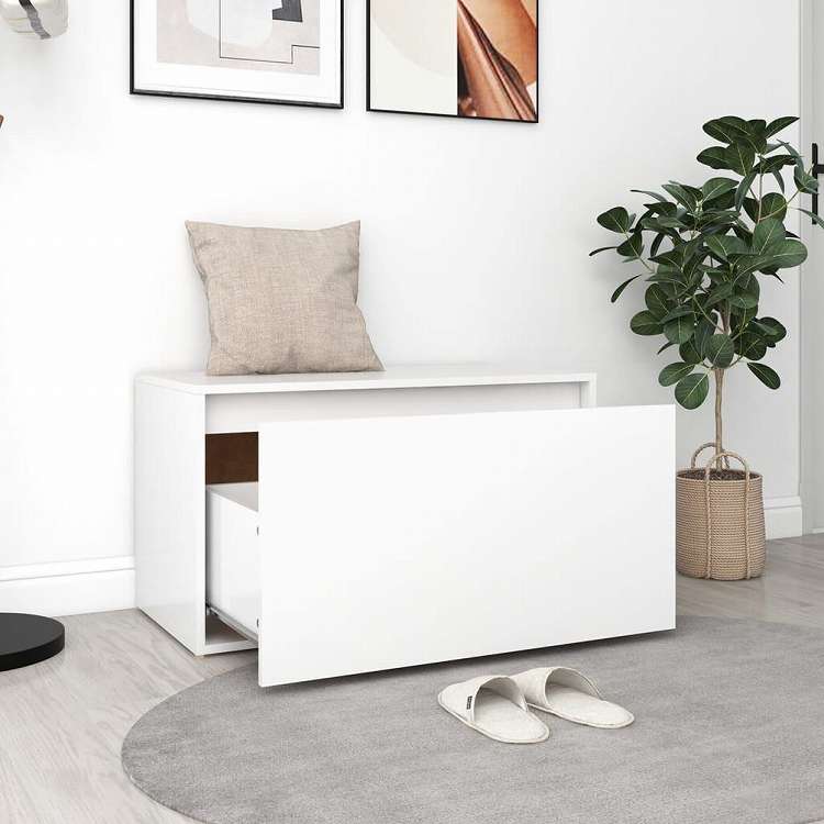 vidaXL ホールベンチ 80x40x45 cm ホワイト エンジニアリングウッド家具 ベンチ 倉庫・通路用ベンチ(代引不可)