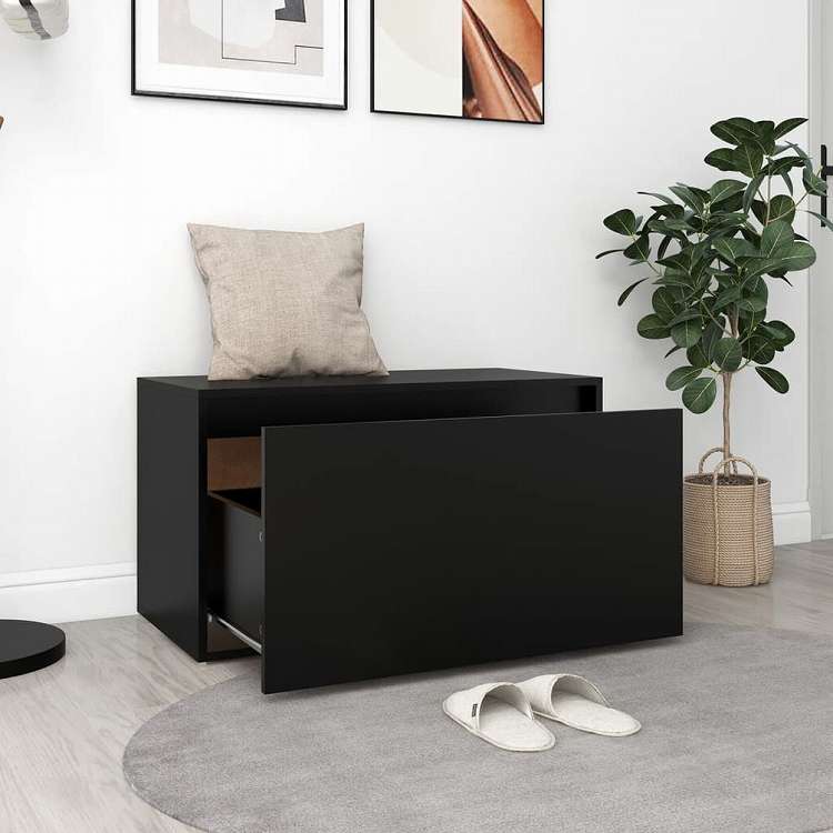 vidaXL ホールベンチ 80x40x45 cm ブラック エンジニアリングウッド家具 ベンチ 倉庫・通路用ベンチ(代引不可)