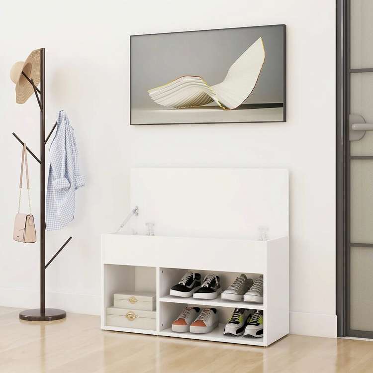 vidaXL シューズベンチ ホワイト 80x30x45 cm エンジニアリングウッドホーム&ガーデン 家事用品 収納&オーガナイザー 衣類・ワードローブ収納 シューズラック・整理収納(代引不可)