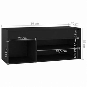 vidaXL シューズベンチ ブラック 80x30x45 cm エンジニアリングウッドホーム&ガーデン 家事用品 収納&オーガナイザー 衣類・ワードローブ収納 シューズラック・整理収納(代引不可)