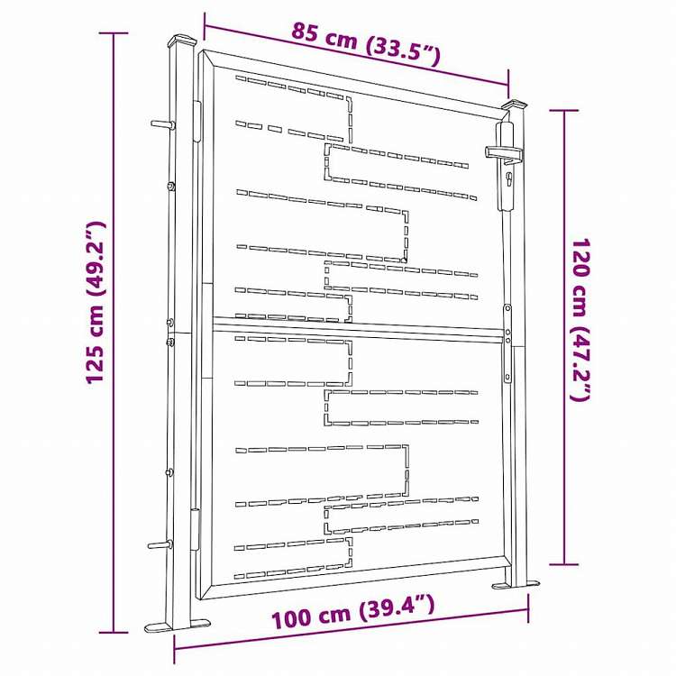 vidaXL ガーデンゲート 100x125cm ステンレススチールハードウェア フェンス&バリア ゲート(代引不可)