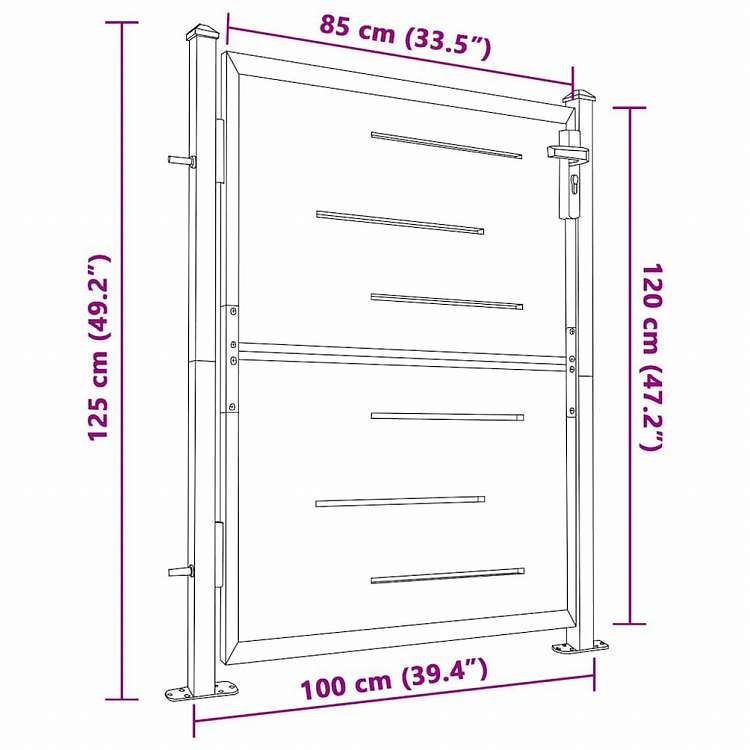 vidaXL ガーデンゲート 100x125cm ステンレススチールハードウェア フェンス&バリア ゲート(代引不可)