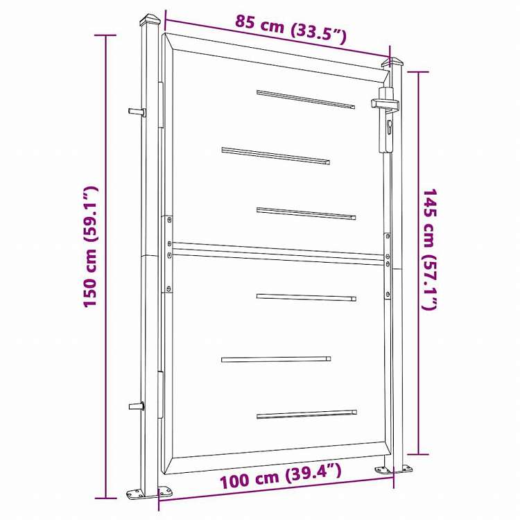 vidaXL ガーデンゲート ステンレススチール 100x150 cmハードウェア フェンス&バリア ゲート(代引不可)