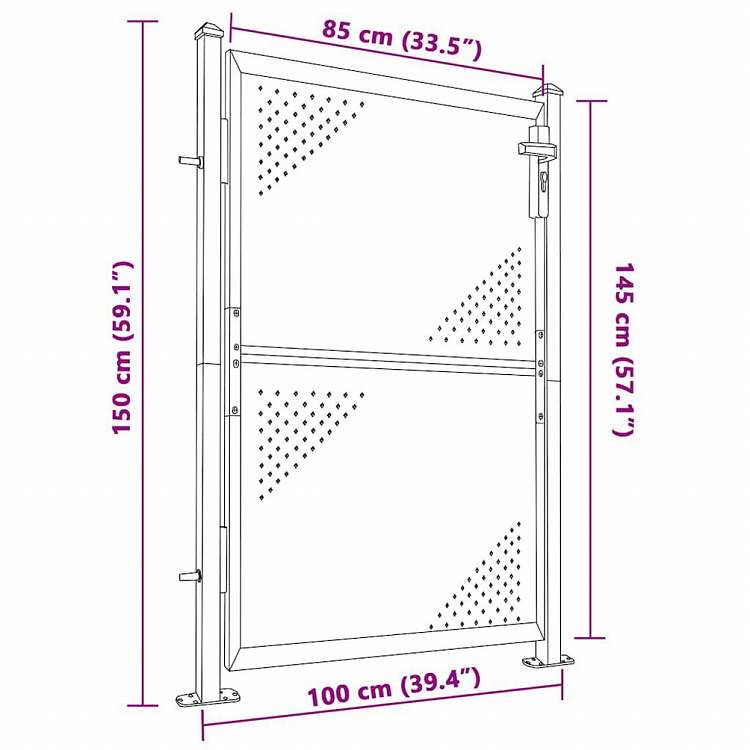 vidaXL ガーデンゲート ステンレススチール 100x150 cmハードウェア フェンス&バリア ゲート(代引不可)
