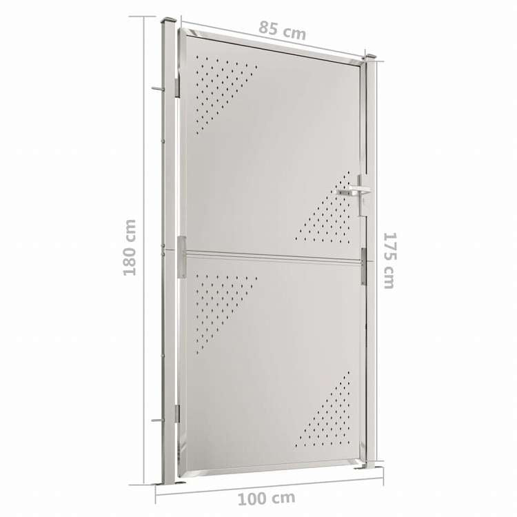 vidaXL ガーデンゲート 100x180 cm ステンレススチールハードウェア フェンス&バリア ゲート(代引不可)