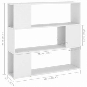 vidaXL ブックキャビネット 間仕切り ホワイト 100x24x94 cm家具 棚 本棚・オープンラック(代引不可)