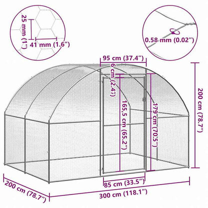 vidaXL 屋外鶏小屋 3x2x2 m 亜鉛メッキ鋼製動物&ペット用品 ペット用品 小動物用品 小動物 飼育・ケージ(代引不可)