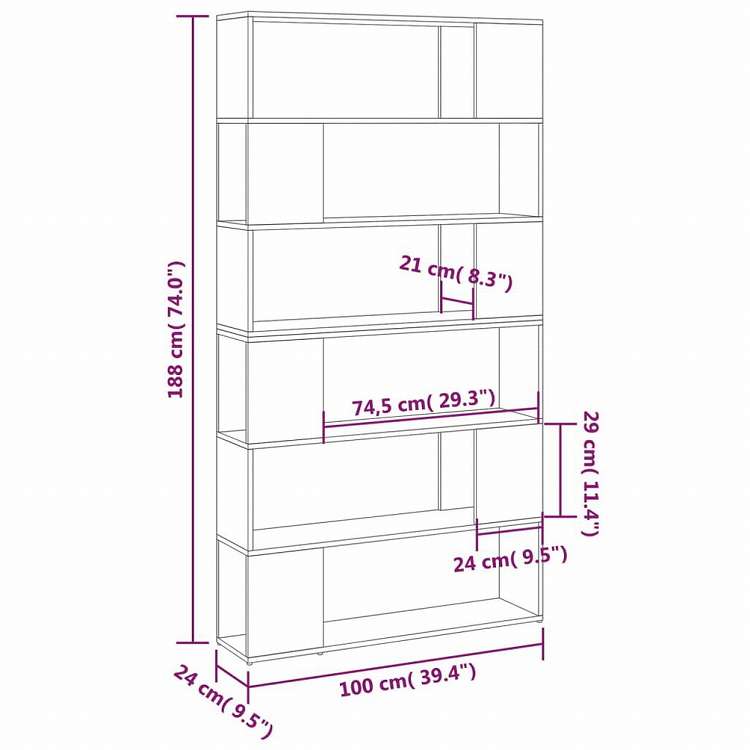 vidaXL ブックキャビネット 間仕切り ホワイト 100x24x188cm (809179x2組)家具 棚 本棚・オープンラック(代引不可)