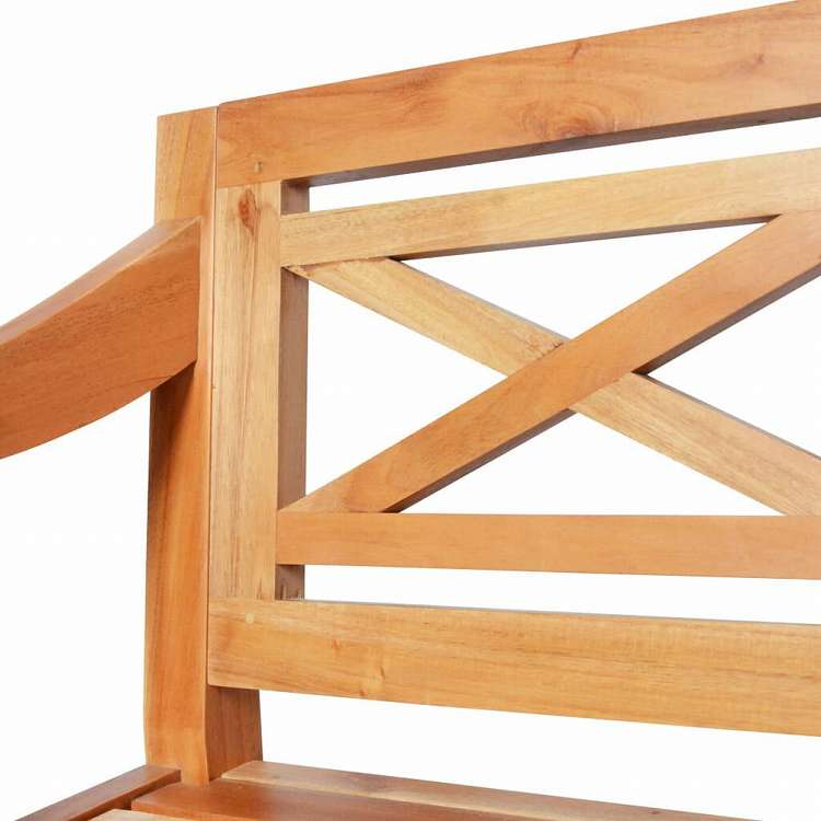 vidaXL バタビアベンチ 123cm マホガニー無垢材 ライトブラウン家具 ベンチ 倉庫・通路用ベンチ(代引不可)