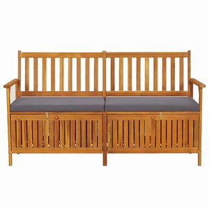 vidaXL 収納ベンチ クッション付き 148cm アカシア無垢材家具 アウトドア家具 屋外椅子 アウトドアベンチ(代引不可)