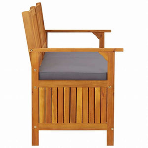 vidaXL 収納ベンチ クッション付き 148cm アカシア無垢材家具 アウトドア家具 屋外椅子 アウトドアベンチ(代引不可)