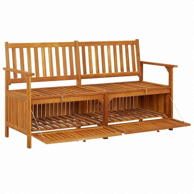 vidaXL 収納ベンチ 148cm アカシア無垢材家具 アウトドア家具 屋外椅子 アウトドアベンチ(代引不可)