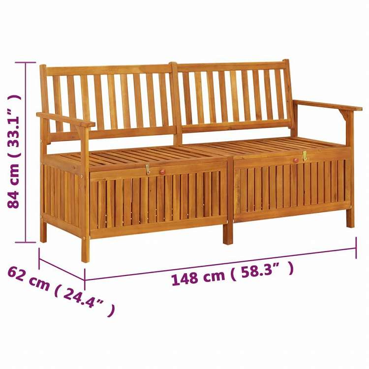 vidaXL 収納ベンチ 148cm アカシア無垢材家具 アウトドア家具 屋外椅子 アウトドアベンチ(代引不可)