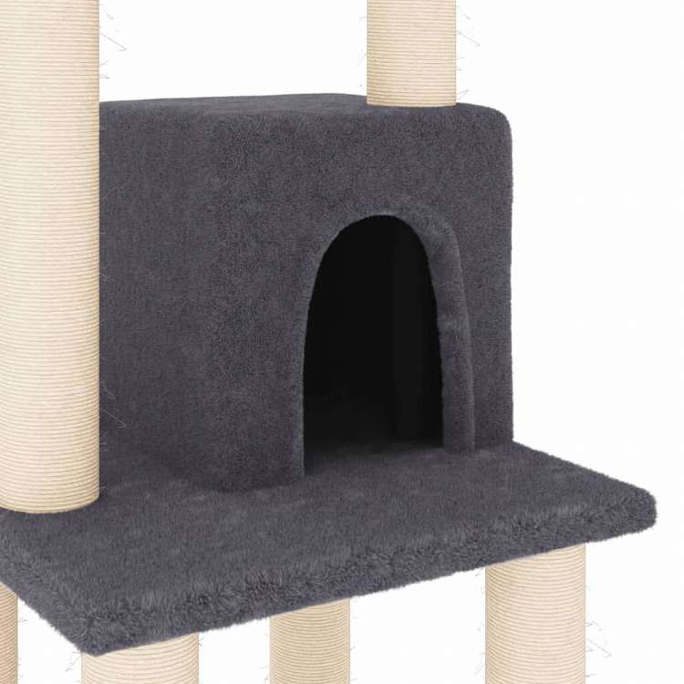 vidaXL キャットタワー サイザル麻製 爪とぎポール付 105cm ダークグレー動物&ペット用品 ペット用品 猫用品 猫用家具(代引不可)