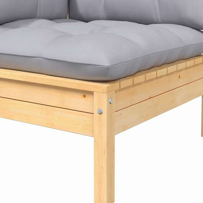 vidaXL 2人掛けガーデンソファ グレークッション付き パイン無垢材家具 アウトドア家具 屋外椅子 屋外用組み合わせソファセット(代引不可)