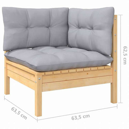 vidaXL 2人掛けガーデンソファ グレークッション付き パイン無垢材家具 アウトドア家具 屋外椅子 屋外用組み合わせソファセット(代引不可)