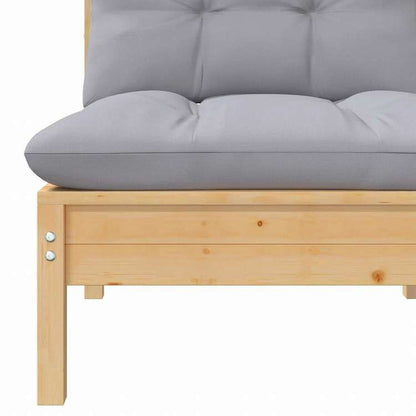 vidaXL 2人掛けガーデンソファ グレークッション付き パイン無垢材家具 アウトドア家具 屋外椅子 屋外用組み合わせソファセット(代引不可)