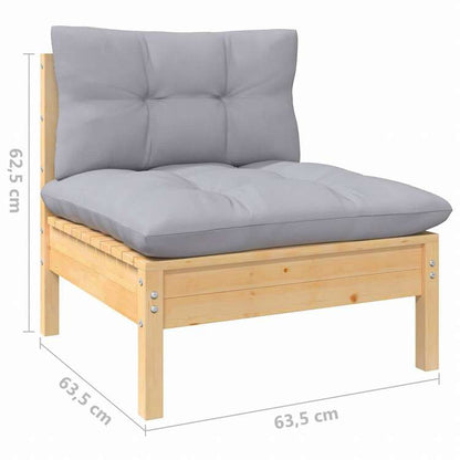 vidaXL 2人掛けガーデンソファ グレークッション付き パイン無垢材家具 アウトドア家具 屋外椅子 屋外用組み合わせソファセット(代引不可)