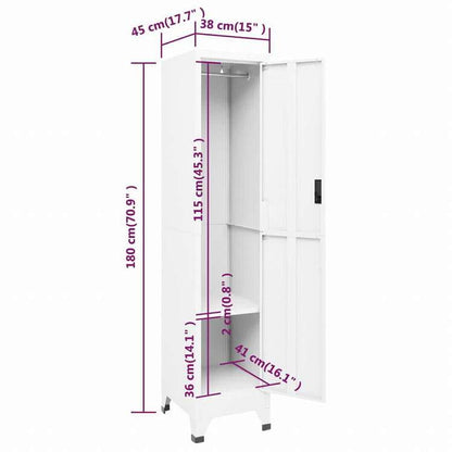 vidaXL ロッカーキャビネット ホワイト 38x45x180 cm スチール家具 キャビネット&収納 収納キャビネット・ロッカー(代引不可)
