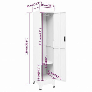 vidaXL ロッカーキャビネット ホワイト 38x45x180 cm スチール家具 キャビネット&収納 収納キャビネット・ロッカー(代引不可)