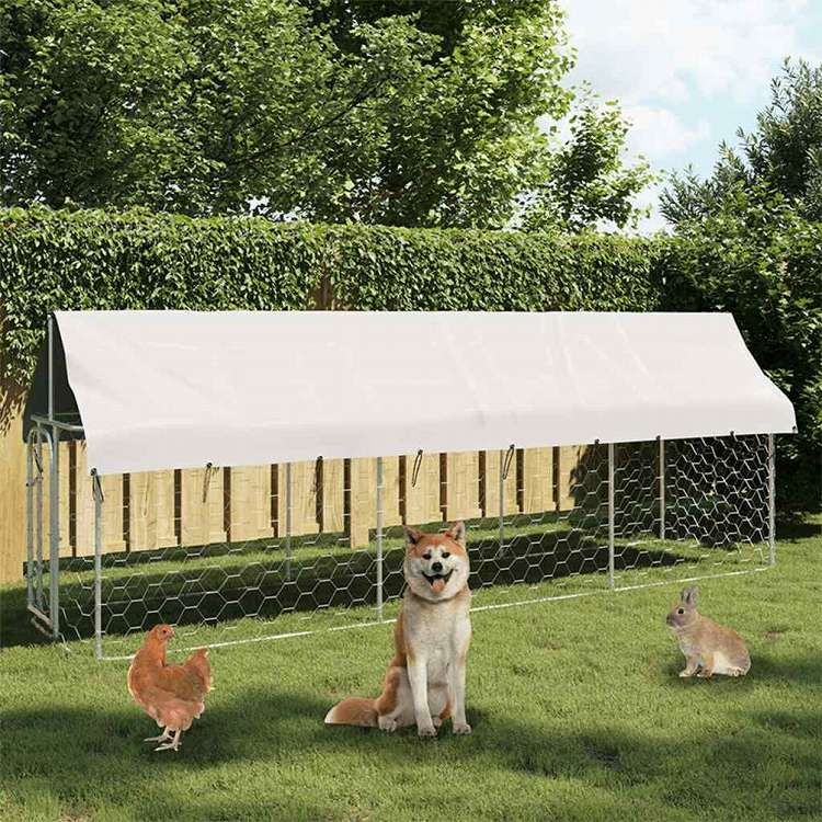 vidaXL 屋外用犬小屋 屋根付き 400x100x150cm動物&ペット用品 ペット用品 犬用品 犬小屋・ドッグラン(代引不可)