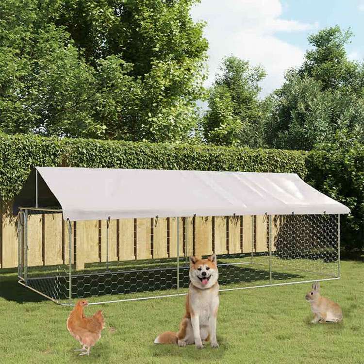vidaXL 屋外用犬小屋 屋根付き 400x200x150cm動物&ペット用品 ペット用品 犬用品 犬小屋・ドッグラン(代引不可)